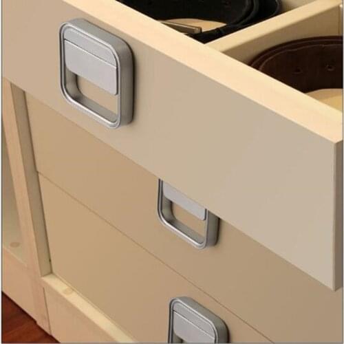 Simple Modern Flat Square Furniture Handle Brushed Brass Kitchen Cabinets Pulls Hidden Pull Gold cupboard handle