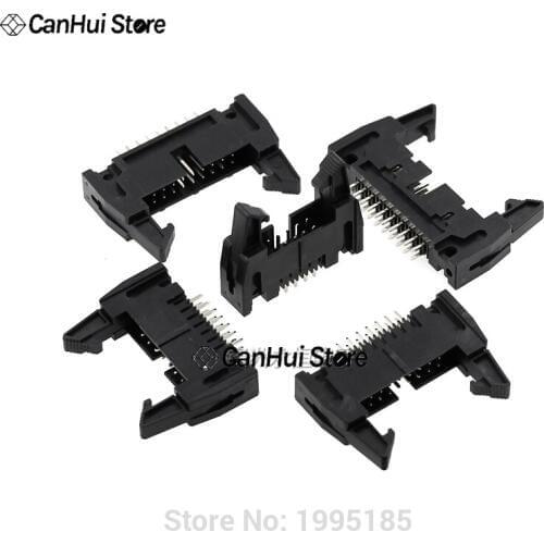 10pcs 2.54mm Pitch Right angle Hook Horn Socket Connector DC2 10/14/16/20/26/30/40P Buckle For Flat Ribbon Cable IDC Socket Hot