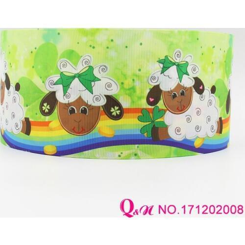 Q&N ribbon 16mm 22mm 25mm 38mm 50mm 75mm sheep print grosgrain ribbon webbing 50yards/roll for hair tie