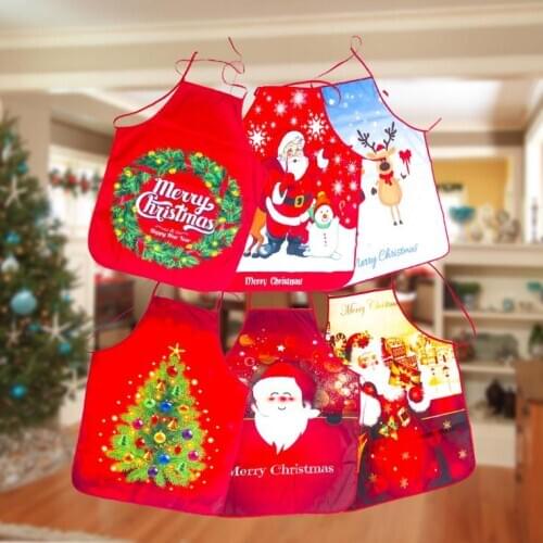 Unisex Christmas Apron New Year Theme Cute Print Adjustable Kitchen Cooking Aprons for Men Women 2020 New Arrivals