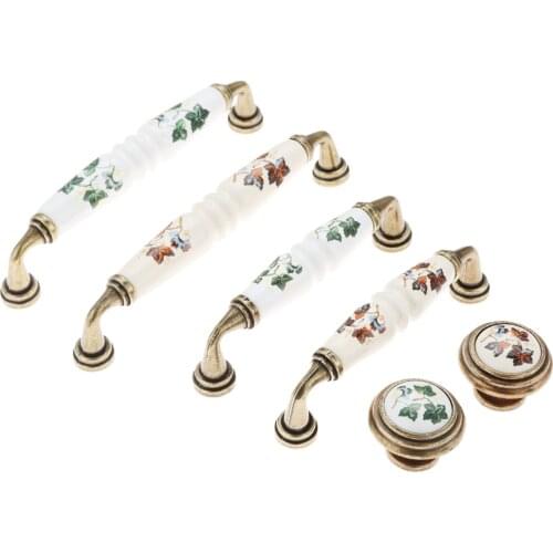1 Pc Furniture Hardware Vintage Rural Ceramic Drawer Cupboard Door Handles Cabinet Handles and Knobs Dresser Kitchen Pull Knob