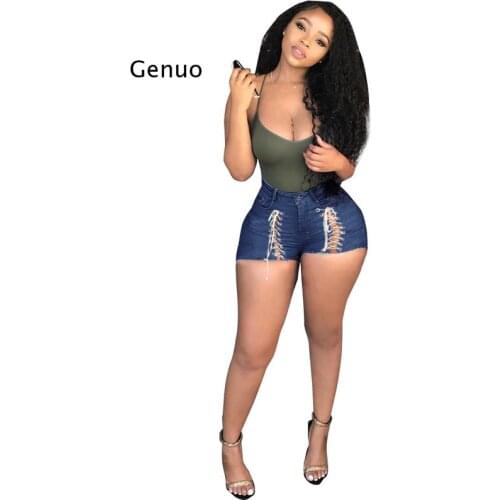 Ripped Jeans for Women Hollow Out Summer Clothes Streetwear Blue Pants Ladies Plus Size Jeans Shorts