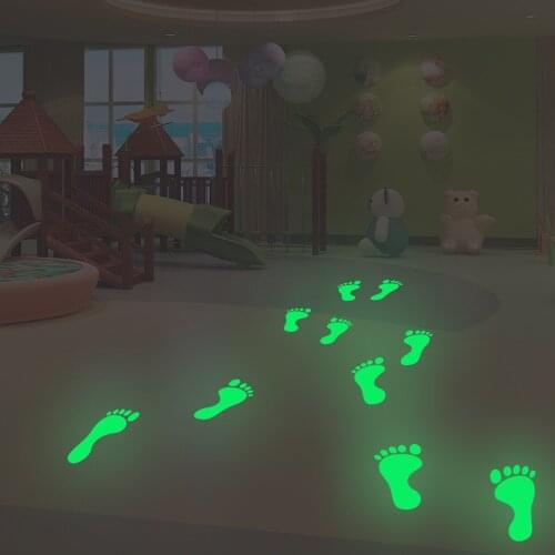 Luminous Wall Sticker Footprint Pattern PVC Self-Adhesive Removable Floor Stickers Living Room Decorative Wallpaper Home Decor