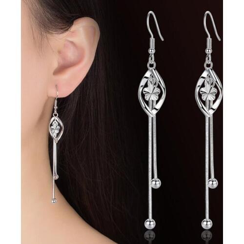 Plum Luxury Fashion Brand Hook Ear Silver Earrings Tassel Earrings Long Section Drop Earrings Jewelry Earrings Korean Fashion