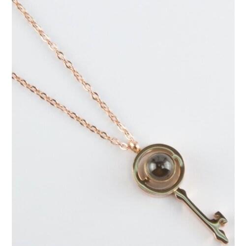 Key Figured Steel 100 languages I love you necklace