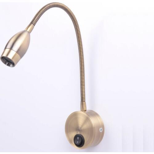 2pcs/Lot 3w 12V DC LED Bronze Bullet Reading Lights Beside Light RV/Caravan/Motorhome/Campervan Boats Flexible Wall Lamp Switch