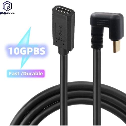 U Angled 10Gbps Gen 2 Type-C USB 3.1 Male to USB-C Female Extension Data Charging Cable