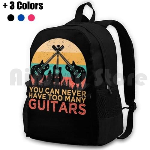 Vintage You Can Never Have Too Many Guitars Outdoor Hiking Backpack Waterproof Camping Travel You Can Never Have Too Many You