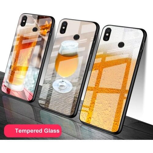 Yellow Beer Tempered Glass Phone Case For Redmi Note 5 6 7 8 9 Pro Note8T Note9S Redmi8 9 Cover Shell