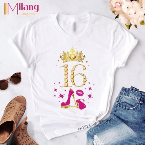Tee Shirt Femme 18 to 38 Years Old Birthday Party Women T-shirt Aesthetic Clothes Camiseta Mujer Tshirt White Tops