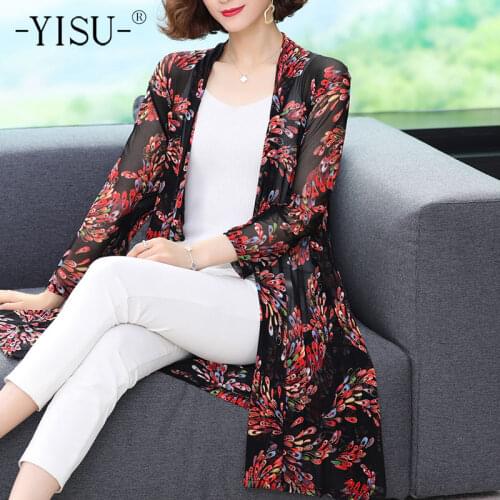 YISU Ice silk Women Summer Jacket Female Long Sleeve Sun Protection Clothing Ladies Fashion Loose Printing Sunscreen Casual Tops