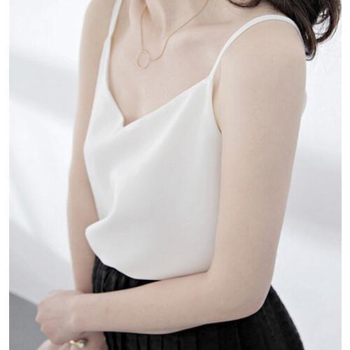 2019 summer sleeveless V-neck vest strap chiffon double-layer female bottoming shirt large size sexy casual fashion home holiday