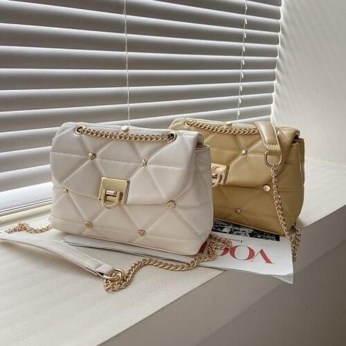 New Pu Leather Rhombus Women Shoulder Messenger Bags Casual Chain Crossbody Bag Lady Tote Handbags Purse Bolso Mujer 2021 New