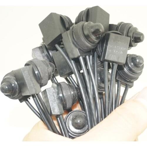 10PCS/Lot Waterproof Push-Button On-Off Switch with 4" Leads For MOTORCYCLE/CAR/BOAT 12V