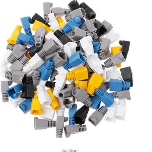 100Pcs/Lot Network Jack Plug RJ45 Connector Relief Boot Caps For Cat5 Cat5e Cat6 Cable for Networking Tools Parts 6-Color