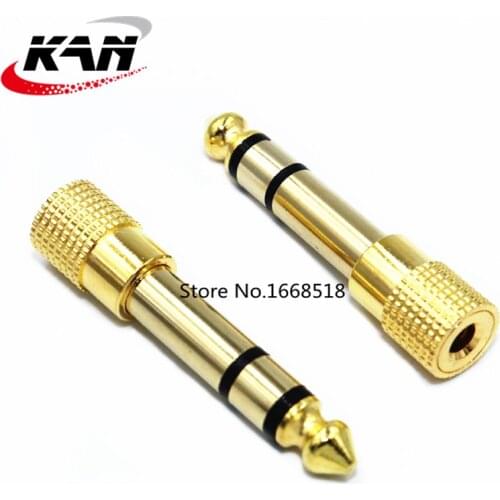 2PCS Gold 6.3mm 1/4" Male Plug to 3.5mm 1/8" Female Jack Stereo Headphone Audio Adapter Home Connectors Adapter Microphone
