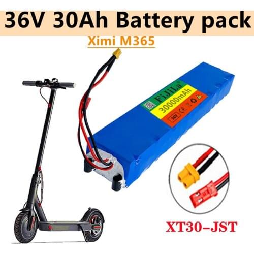 36V 30Ah 18650 Rechargeable lithium Battery pack 10S3P 500W High power for Modified Bikes Scooter Electric Vehicle,With BMS XT30