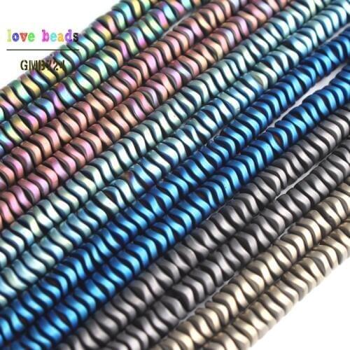 4mm Natural Matte Gold Silver Color Blue Hematite Stone Round Spacer Beads for Jewelry Making DIY Bracelet 15'' Strand