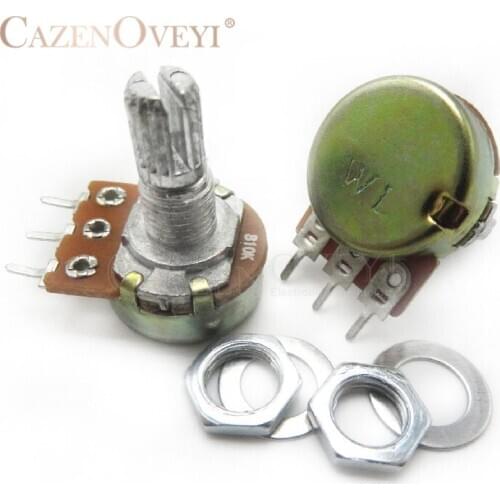 5pcs/lot WH148 15mm Shaft Amplifier Dual Stereo Potentiometer B1K B2K B5K B10K B20K B50K B100K B500K 3Pin 1K 2K 5K 10K 50K 100K