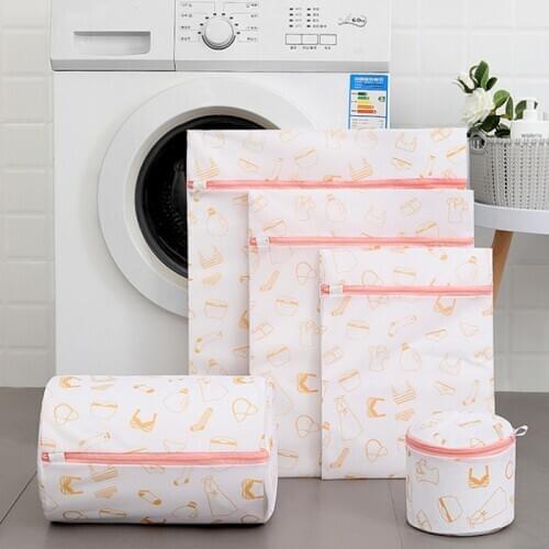 5pcs Fragrant Printing Fine Mesh Laundry Bag Machine Laundry Care Washing Bag Printing Bra Care Bag Mesh Bag Home Laundry Tool