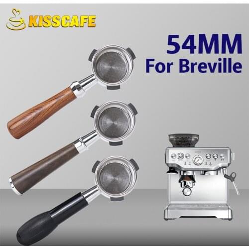 54mm Coffee Bottomless Portafilter For Breville 870/878/880 Filter Basket Stainless Steel Replacement Espresso Machine Accessory