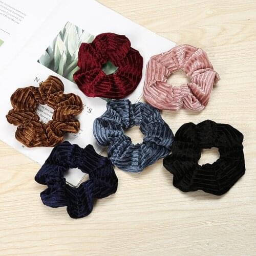 96pcs womens girl stripe velvet hair Scrunchies Accessories Ponytail Holder scrunchy Hair Bun wraps bands loop headwear FJ3356