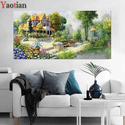 5D Diy Diamond Painting Natural landscape garden house Diamond Mosaic Rhinestone Embroidery Art Decoration Modular Painting