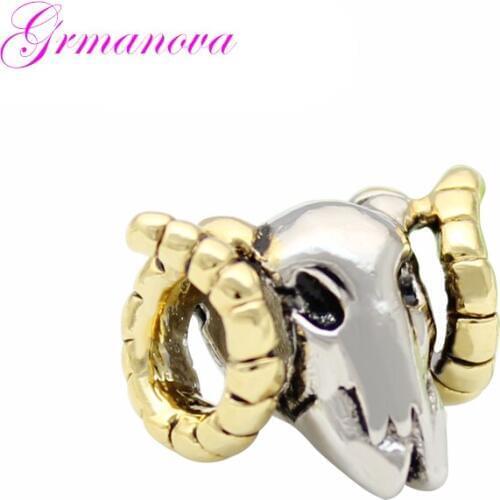 Beads charm goat animal golden horns Continental treasure making bracelet jewelry Fit Pandora Necklace bracelet