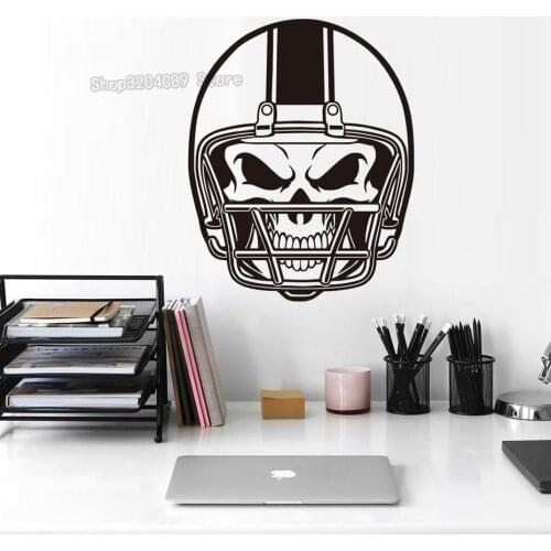Large Size Football Helmet Skull Wall Stickers Sports Gym Dorm Room Decoration Art Murals Removable 3D Poster YY458
