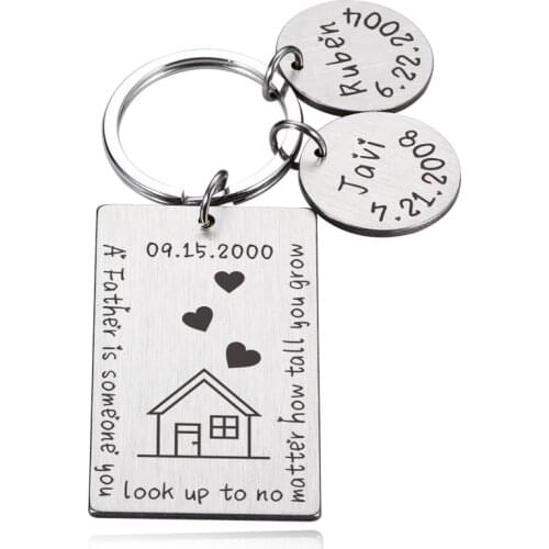 Custom KeyChain Personalized Name Date Keychain Boy Girl Child Family Stainless Steel Keyring Kid Pendant Gift For Women Jewelry