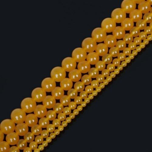 New Arrival 4/6/8/10/12mm Pick Size Round Shape Dyed Yellow Natural Stone Spacer Beads For Jewelry Making DIY Bracelet
