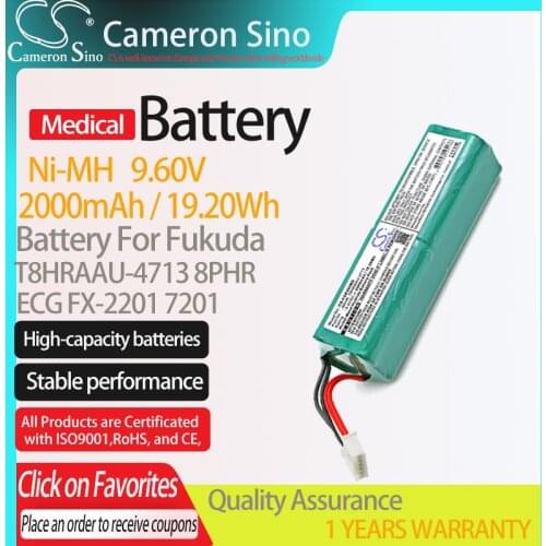 CameronSino Battery for Fukuda Denshi ECG CardiMax FX-7202 fits T8HRAAU-4713 8PHR Medical Replacement battery 2000mAh/19.20Wh