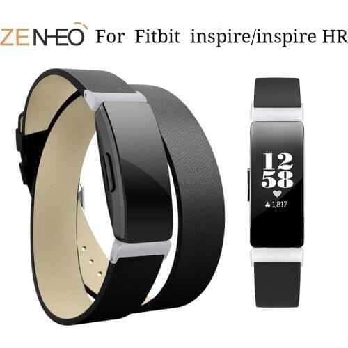 For Fitbit Inspire HR Leather watch straps Double Wristband For Fitbit Inspire Bracelet Watchband Smart Watchband Accessories