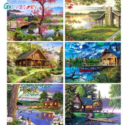 GATYZTORY 60x75cm Frameless Painting By Numbers Landscape On Canvas Pictures By Numbers DIY Minimalism Style Home Decoration