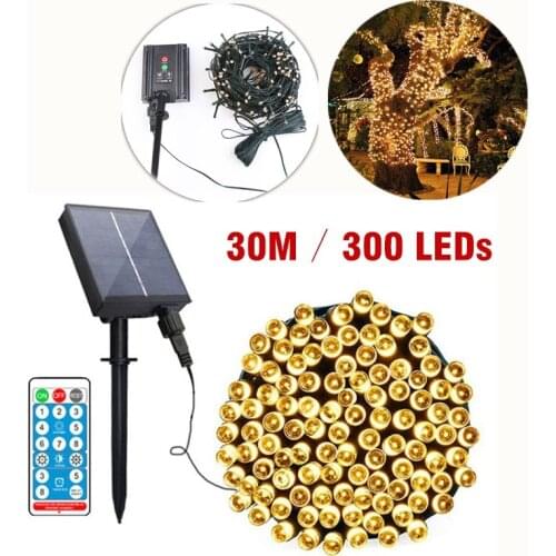 30M／300 LEDs Solar String Lights Outdoor Lamp Fairy Lights Waterproof Decoration for Patio Yard Garden Holiday Wedding Party