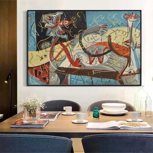 Holover Jackson Pollock"Stenographic Figure"Canvas Oil Painting Abstract Famous Artwork Picture Wall Art Room Decor Aesthetic