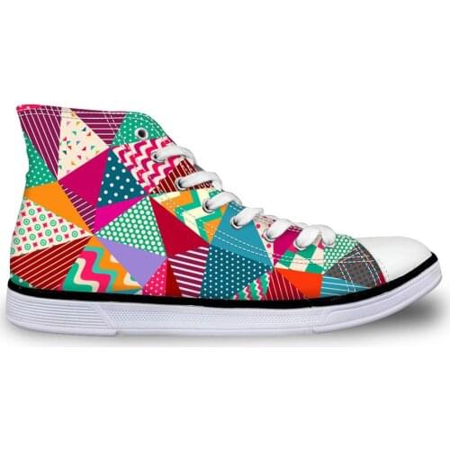 HaoYun Women Vulcanize Shoes Colorful Square High top Canvas Sneakers Girls Lace-up Casual Walking Shoes Autumn Sapato Feminino