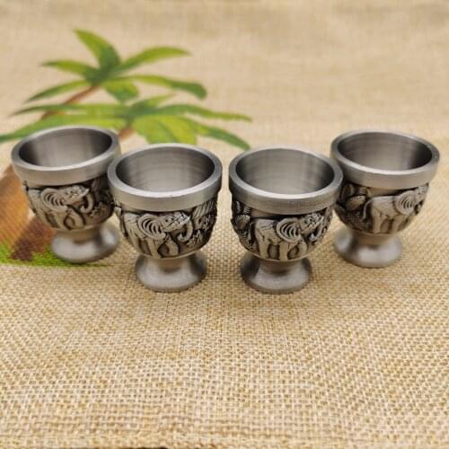 China Copper Collection Tibet Silver The Elephant Graphics Wineglass A Set OfMetal Crafts Home Decoration