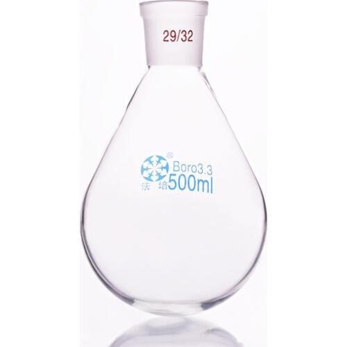Flask eggplant shape,short neck standard grinding mouth,Capacity 500ml and joint 29/32,Eggplant-shaped flask