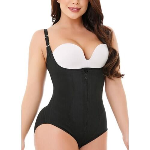 Bodysuit Shapewear Women Latex Waist Trainer Slim Zipper And Hook Shapewear Open Bust Corset Tummy Control Shaper Trimmer