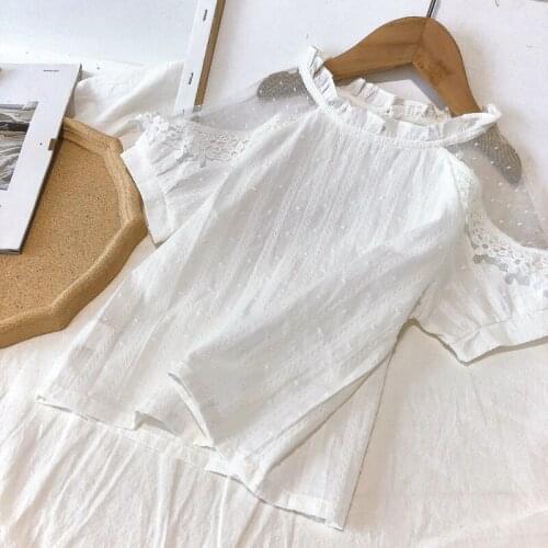 Summer 2020 Casual Solid Blouse For Girls Short Sleeve Lace Girls Blouse High Quality Fashion Clothes