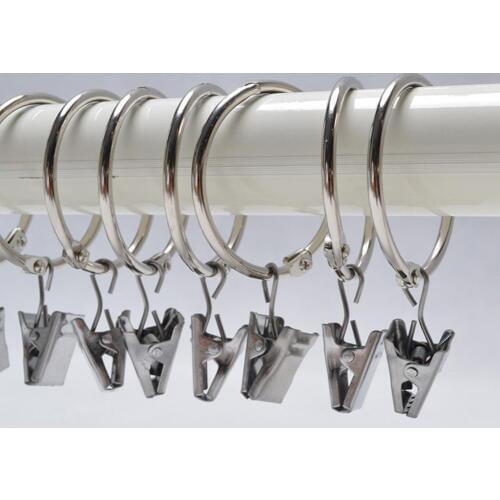 Metal Window Shower Curtain Open Rings Rod Clips Bathroom Drape Hook Hanger Loop Clip Clamp Curtain Accessories Home Supplies