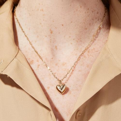 Stainless Steel Mini Heart Shape Pendant Necklace For Women Simple Fashion Female Stackable Chokers Jewelry