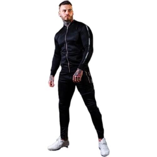 Mens Gym muscle brothers sports suit autumn and winter leisure comfortable quick drying basketball suit running suit