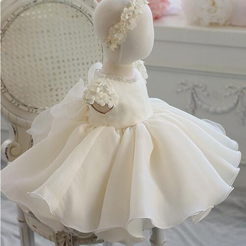 New Flower Girl Dress For Wedding Beading Appliques Lace Ball Gown Infant Princess Baby Girls Baptism Christening Birthday Gown