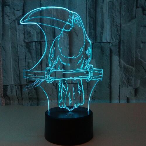 Novelty Luminaria Led 3d Light Creative Toucan Birthday Gift Led Night Light Luminaria De Mesa Kids Lamp