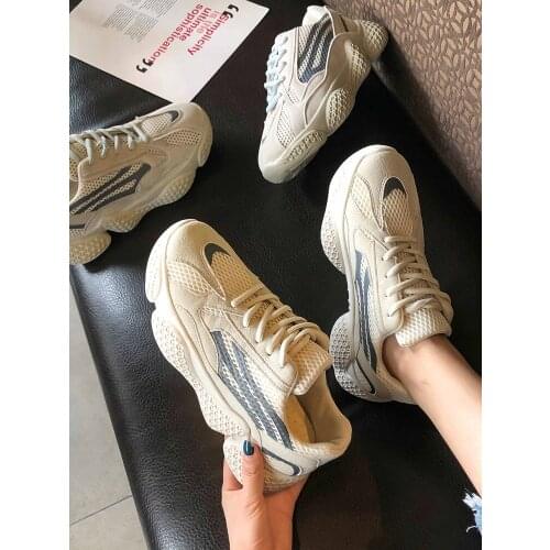 2021 spring and autumn new ladies net red single shoes fashion all-match thick-soled mesh breathable sports casual shoes