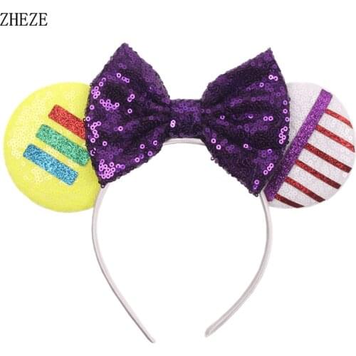 Shiny 5"Bow Headband Glitter Sequins Hair Band Cute Mouse Ears Headwear Beauty Party Festival Accessories For Women