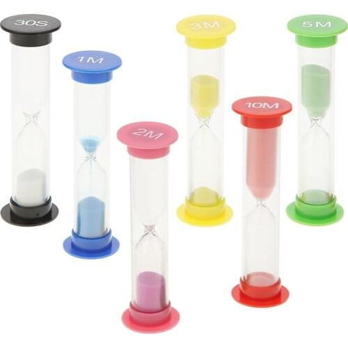 6pcs/set Creative Plastic Hourglasses Sandglass Timer Sandglass Tooth Brushing Tools Children Time Toys Gift Home Decoration