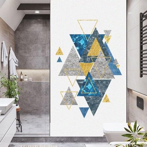 Window Film Privacy Colored Triangle Non Adhesive Glass Sticker Sun Protection Heat Control Window Coverings for Homedecor